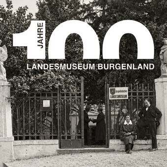 100 Jahre Landesmuseum Logo - s/w Bild, optimiert, Leinner-Haus Tore